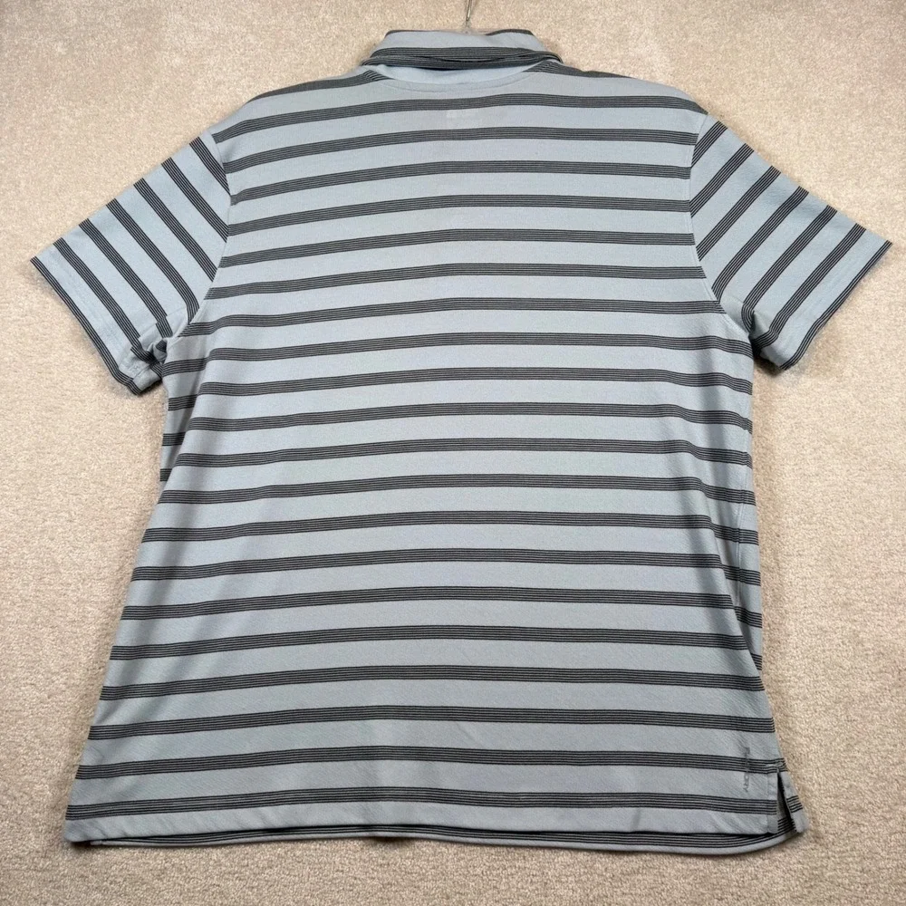The North Face Mens XXL‎ Polo Shirt Blue Black Stripe Short Sleeve FlashDry